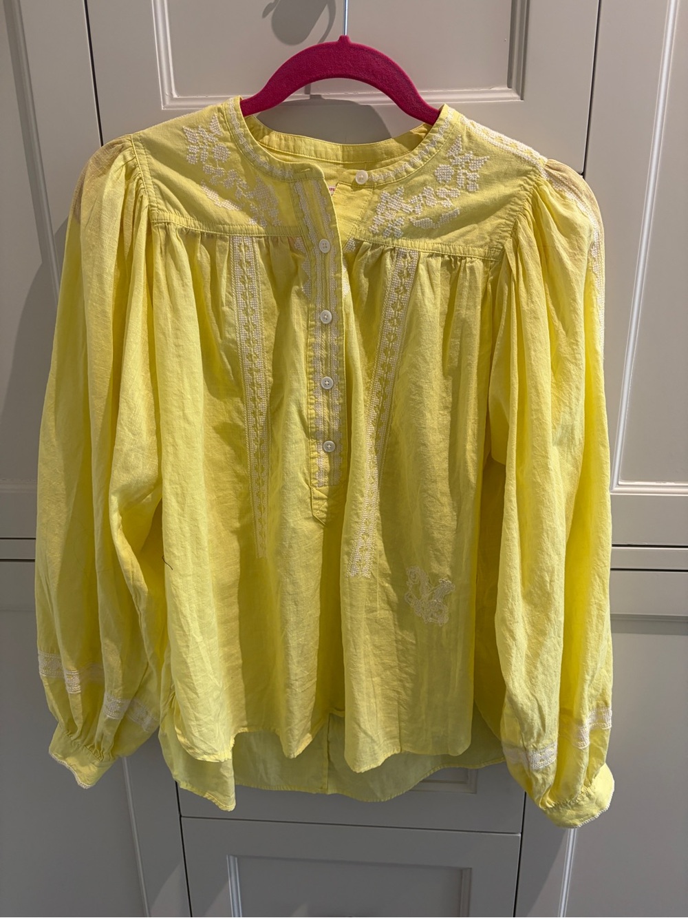 Zadig&Voltaire Yellow Embroidered Women's Peasant Top - Sz S